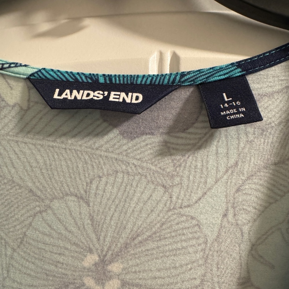 Lands' End Blue and White Floral Dress Size L - Picture 3 of 3